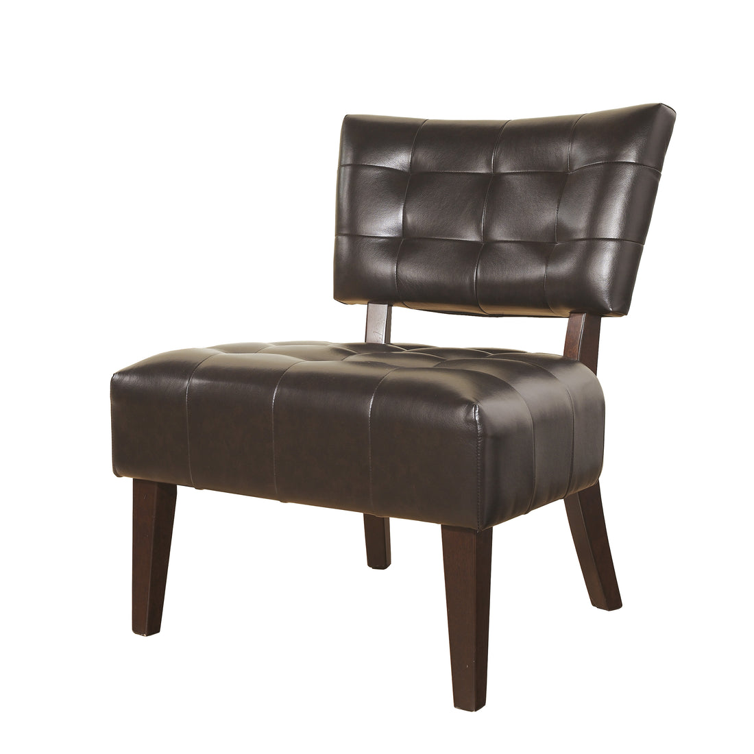 Roundhill Furniture Blended Leather Tufted Accent Chair With Oversized Seating, Brown Brown Primary Living Space Contemporary Polyester Faux Leather