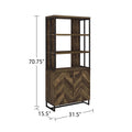 2 Door Bookcase In Rustic Oak Herringbone And Gunmetal 3 Dark Oak Open Back Particle Board Mdf