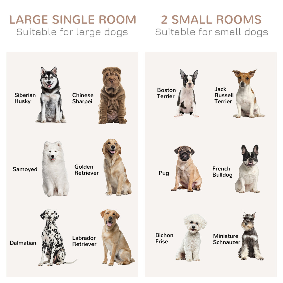 Pawhut Dog Crate Furniture For Large Dogs Or Double Dog Kennel For Small Dogs With Shelves, Sliding Doors, 47" X 23.5" X 35", Oak Natural Steel