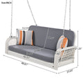 Pe Wicker Porch Swing, 2 Seater Hanging Bench With Chains, Patio Furniture Swing For Backyard Garden Poolside, White And Gray Grey White Foam Wicker