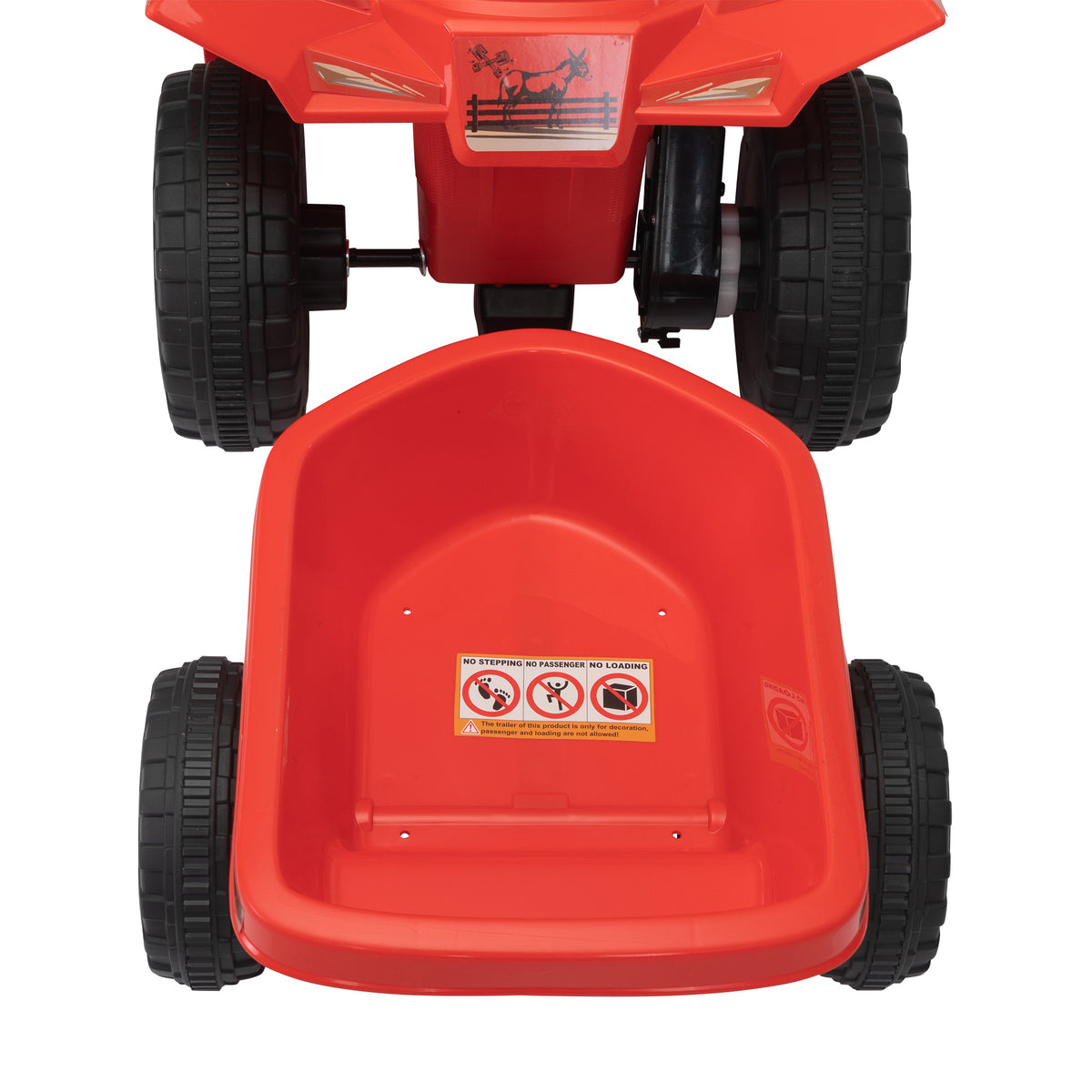 6V Kids Electric Atv, Toddler Ride On Car With Trailer, Music, Bluetooth And Power Display For Boys And Girls, Red White Polypropylene