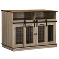 Pawhut Dog Crate Furniture For Large Dogs Or Double Dog Kennel For Small Dogs With Shelves, Sliding Doors, 47
