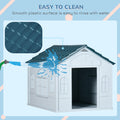 Pawhut Plastic Dog House, Water Resistant Puppy Shelter Indoor Outdoor With Door, Easy To Assemble, For Medium And Small Dogs, Blue Blue Polypropylene