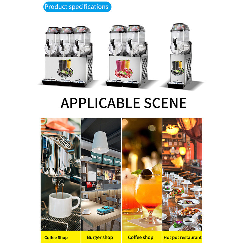 110V Commercial Slushy Machine 45L 3 Tank 1100W Stainless Steel Margarita Frozen Drink With Powerful Compressor Efficient Cooling Perfect For Supermarkets Cafes Restaurants Bars Silver Iron Plastic