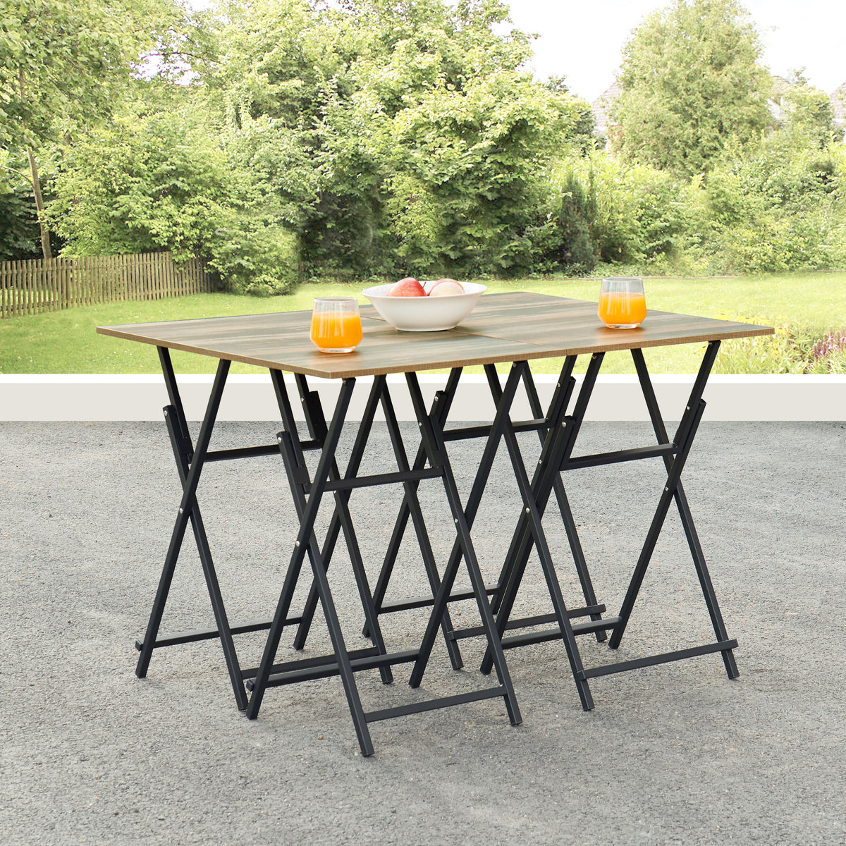 No Assembly Required Tv Trays For Eating Set Of 4 With Stand,Folding Snack Tray Table Set,Folding Tv Dining Tables For Small Space Rustic Brown Particle Board