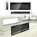 60 Inch Electric Fireplace, Recessed And Wall Mounted Fireplace Powder Coated Electric Antique Black Vent Free Yes Tempered Glass Sheet Metal Plastic Electric