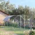 Pawhut Large Chicken Coop Metal Chicken Run With Waterproof And Anti Uv Cover, Dome Shaped Walk In Fence Cage Hen House For Outdoor And Yard Farm Use, 1
