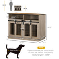 Pawhut Dog Crate Furniture For Large Dogs Or Double Dog Kennel For Small Dogs With Shelves, Sliding Doors, 47