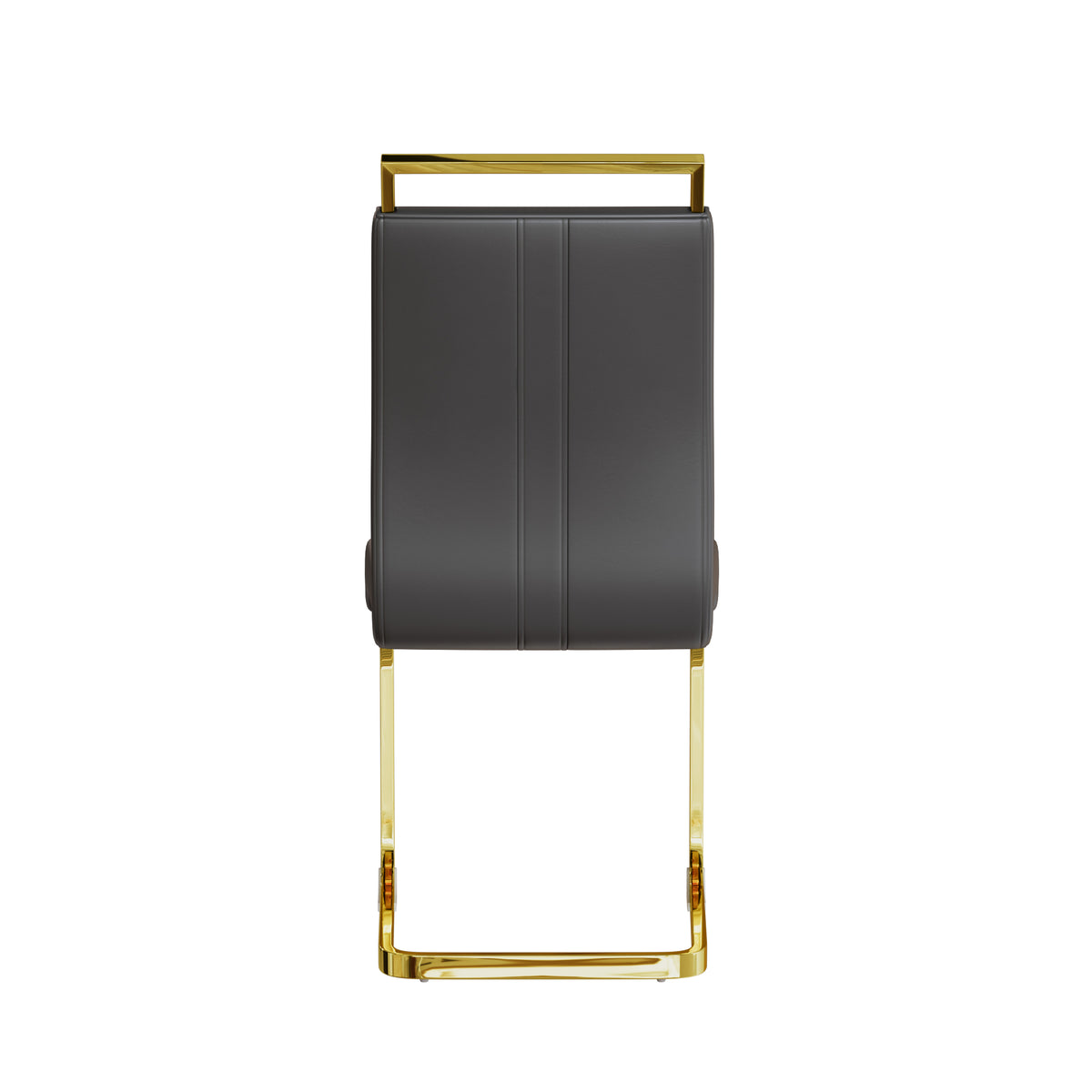 Modern Dining Chairs,Pu Faux Leather High Back Upholstered Side Chair With C Shaped Tube. Plating Golden Metal Legs For Dining Room Kitchen Vanity Patio Club Guest Office Chair Set Of 2 Grey Pu Grey Kitchen Dining Chairs Foam Pu