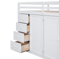 Full Size Wood Loft Bed With Built In Wardrobes, Cabinets And Drawers, White White Solid Wood Mdf