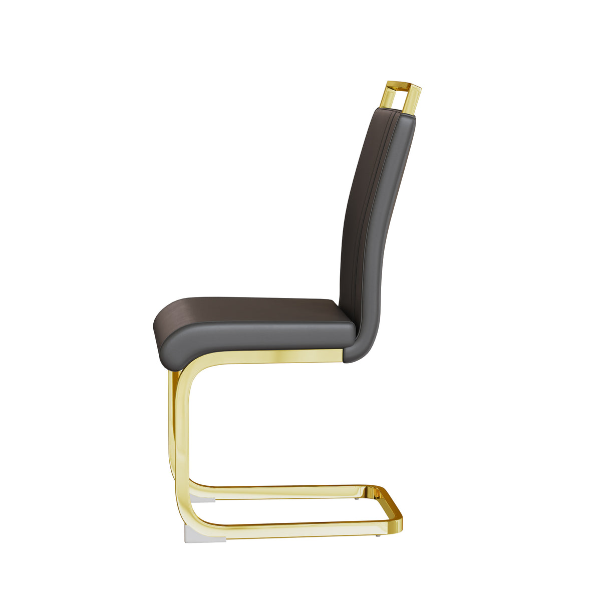 Modern Dining Chairs,Pu Faux Leather High Back Upholstered Side Chair With C Shaped Tube. Plating Golden Metal Legs For Dining Room Kitchen Vanity Patio Club Guest Office Chair Set Of 2 Grey Pu Grey Kitchen Dining Chairs Foam Pu