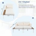 Modern Outdoor Daybed Patio Metal Daybed With Wood Topped Side Spaces For Drinks, 2 In 1 Padded Chaise Lounges For Poolside, Balcony, Deck, Beige Yes Lounge Beige Weather Resistant Frame Fade