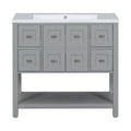 36'' Bathroom Vanity With Undermount Sink,Free Standing Vanity Set With 4 Drawers& Soft Closing Doors,Solid Wood Frame Bathroom Storage Cabinet 4 Grey 2 2 Adjustable Hinges Bathroom Freestanding Solid Wood Mdf Resin Painted