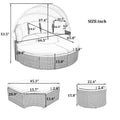 Patio Furniture Round Outdoor Sectional Sofa Set Rattan Daybed Two Tone Weave Sunbed With Retractable Canopy, Separate Seating And Removable Cushion, Gray Yes Sectional Gray Weather Resistant Frame Water Resistant Cushion Garden & Outdoor Luxury