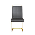 Modern Dining Chairs,Pu Faux Leather High Back Upholstered Side Chair With C Shaped Tube. Plating Golden Metal Legs For Dining Room Kitchen Vanity Patio Club Guest Office Chair Set Of 2 Grey Pu Grey Kitchen Dining Chairs Foam Pu