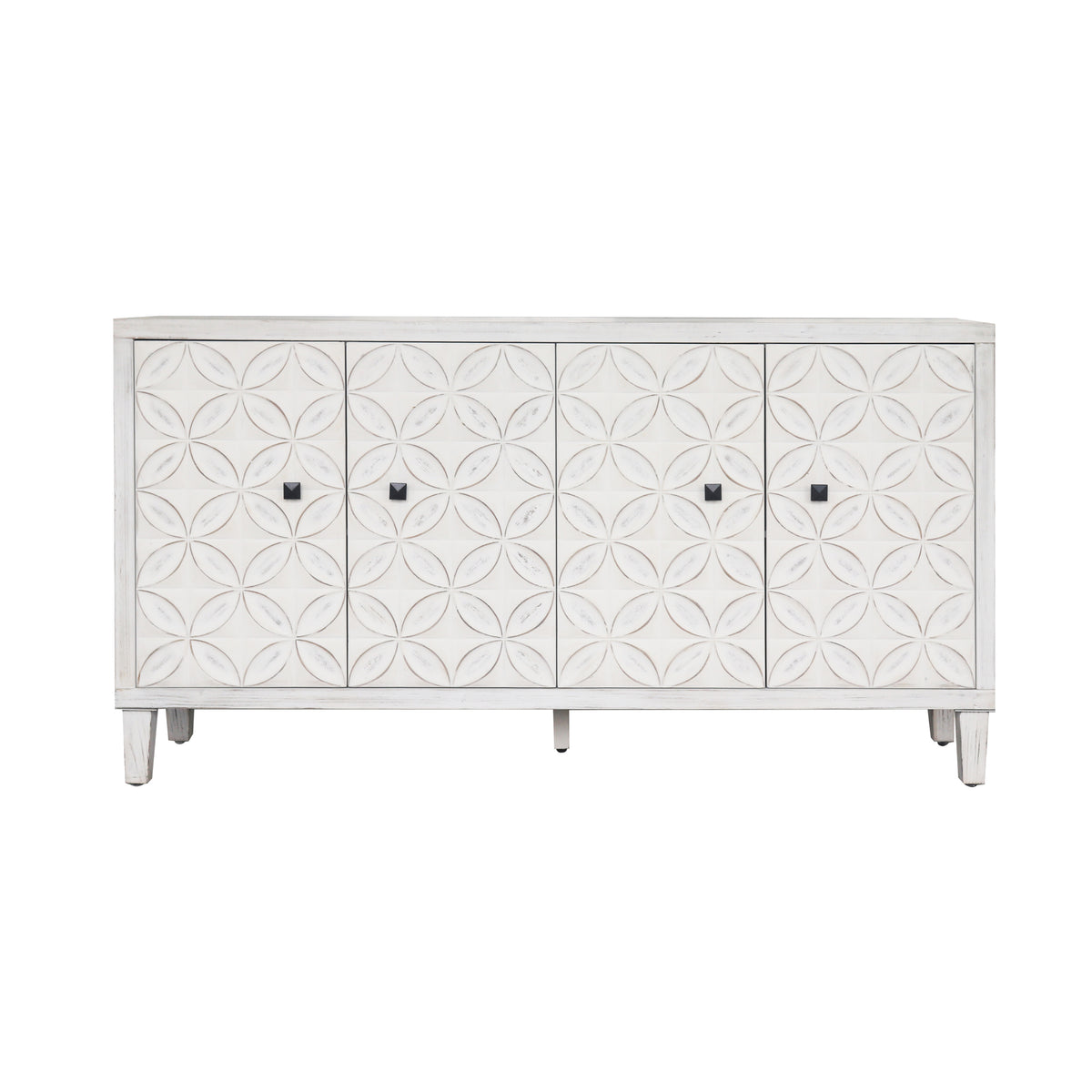 Accent Cabinet 4 Door Wooden Cabinet Sideboard Buffet Server Cabinet Storage Cabinet, For Living Room, Entryway, Hallway, Office, Kitchen And Dining Room, White Wash White Washed Solid Wood Mdf