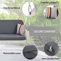 Pe Wicker Porch Swing, 2 Seater Hanging Bench With Chains, Patio Furniture Swing For Backyard Garden Poolside, White And Gray Grey White Foam Wicker