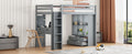Twin Size Loft Bed With Large Shelves, Writing Desk And Led Light, Gray Gray Solid Wood Mdf