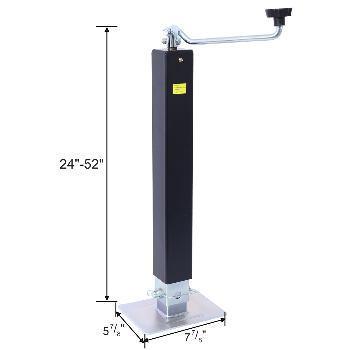 8,000 Lbs. Top Wind Weld On Square Tube Drop Leg Jack Black Steel
