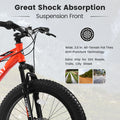 S24109 24 Inch Fat Tire Bike Adult Youth Full Shimano 7 Speeds Mountain Bike, Dual Disc Brake, High Carbon Steel Frame, Front Suspension, Mountain Trail Bike, Urban Commuter City Bicycle Cycling Orange Without Anti Slip Garden & Outdoor American Design