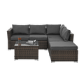 Patio Furniture, Outdoor Furniture, Seasonal Pe Wicker Furniture, 4 Set Wicker Furniture With Tempered Glass Coffee Table Brown Pe Rattan Iron Waterproof Fabric
