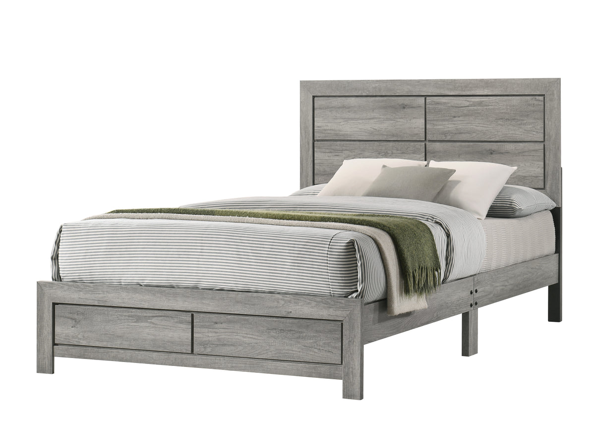 Hopkins Queen Bed 1 Box Gray Gray Wood