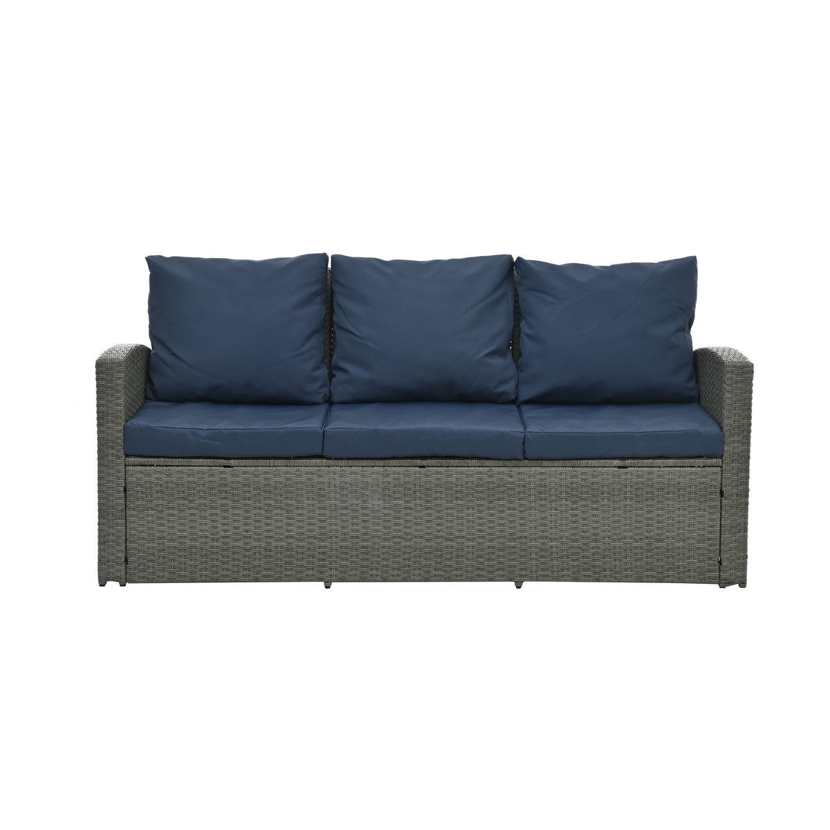 Patio Furniture, Outdoor Furniture, Seasonal Pe Wicker Furniture,5 Set Wicker Furniture With Tempered Glass Table Top Light Blue Pe Rattan Iron Waterproof Fabric