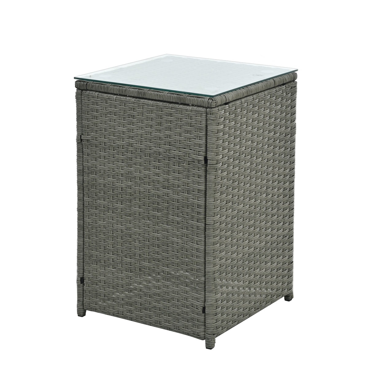 Patio Furniture, Outdoor Furniture, Seasonal Pe Wicker Furniture,5 Set Wicker Furniture With Tempered Glass Table Top Light Blue Pe Rattan Iron Waterproof Fabric
