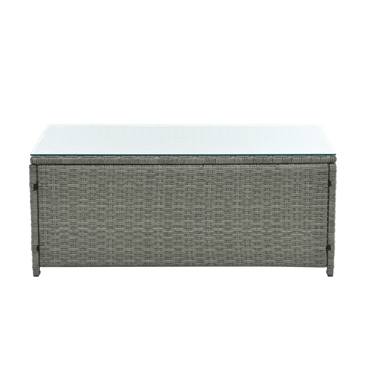 Patio Furniture, Outdoor Furniture, Seasonal Pe Wicker Furniture,5 Set Wicker Furniture With Tempered Glass Table Top Dark Gray Pe Rattan Iron Waterproof Fabric