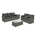 Patio Furniture, Outdoor Furniture, Seasonal Pe Wicker Furniture,5 Set Wicker Furniture With Tempered Glass Table Top Dark Gray Pe Rattan Iron Waterproof Fabric