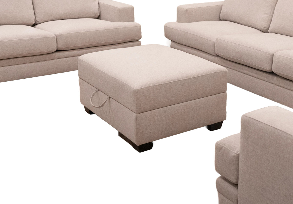 Classic Living Room Storage Ottoman, Fabric Upholstered Footstool With Storage Cabinet, Hardwood Frame, Beige Brown Wood Primary Living Space Solid Beige With Storage Beige Polyester Or Polyester Blend Medium Firm Backless Modern Rectangle Internal
