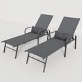 2 Pieces Set Outdoor Patio Swimming Pool Lounge Gray Color With Pillow Yes Gray Weather Resistant Frame Garden & Outdoor Foam Steel