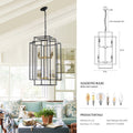 Same As W1340142524 L1018 G 8 Lights Black & Gold Lantern Tiered Pendant Light Fixtures, Industrial Farmhouse Hanging Chandelier No Bulbs Gold Farmhouse Iron