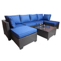 Outdoor Garden Patio Furniture 7 Piece Pe Rattan Wicker Cushioned Sofa Sets And Coffee Table, Patio Furniture Set Outdoor Couch Outdoor Couch Patio Furniture Outdoor Sofa Patio Couch Yes Complete Patio Set Black Blue Rust Resistant Frame Water Resistant
