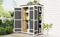 Outdoor 5.5Ft Hx4.1Ft L Wood Storage Shed, Garden Tool Cabinet With Waterproof Asphalt Roof, Four Lockable Doors, Multiple Tier Shelves, White And Gray White Gray Water Resistant Frame Garden &