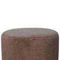 Mocha Faux Fur Round Ball Footstool Mocha Foam Wood Fabric