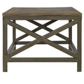 Industrial Cross Metal Coffee Table Pewter Wood Metal