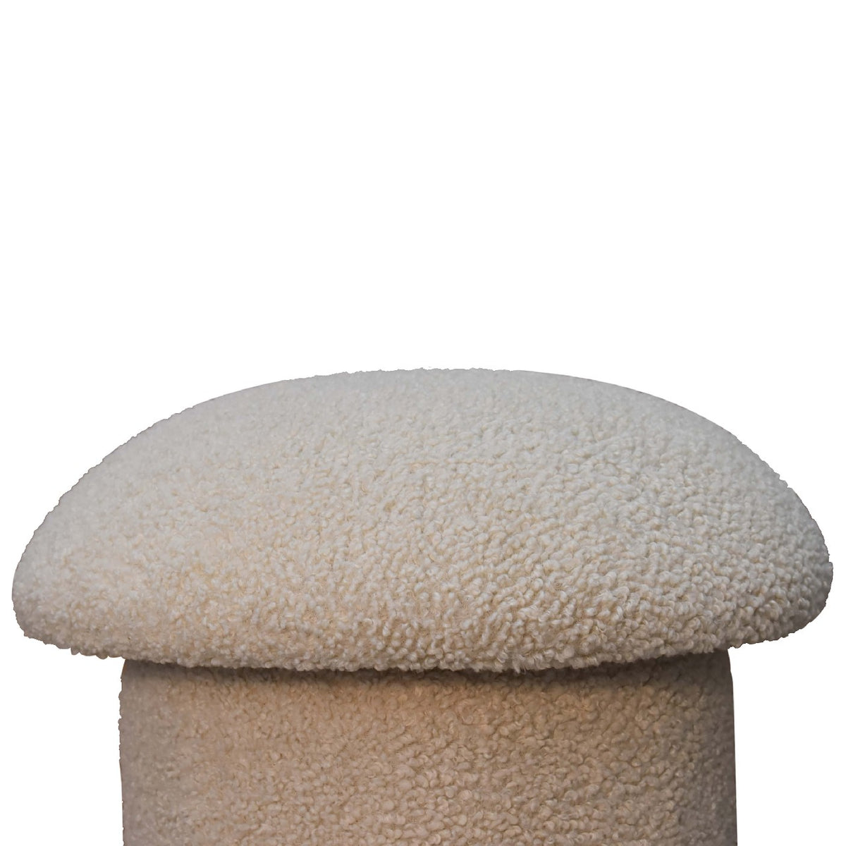 Cream Boucle Mushroom Footstool Cream Foam Wood Fabric