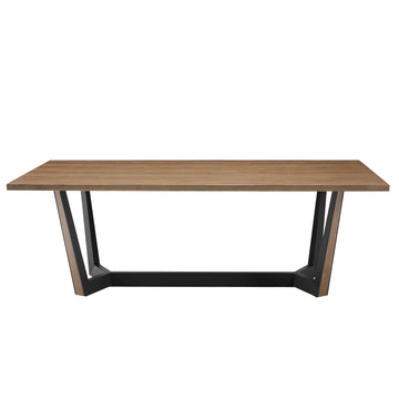 86.61" Dining Table Mid Century Modern Rectangle Mdf Kitchen Table For Dining Room Balcony Cafe Bar Conference.Walnut. Walnut Foam Mdf Steel