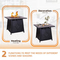 40,000 Btu Steel Propane Gas Fire Pit Table With Steel Lid, Weather Cover Black Garden & Outdoor American Design Steel