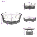 Patio 5 Piece Round Rattan Sectional Sofa Set All Weather Pe Wicker Sunbed Daybed With Round Liftable Table And Washable Cushions For Outdoor Backyard Poolside, Beige Yes Deep Seating Beige Water Resistant Frame Water Resistant Cushion Garden & Outdoor