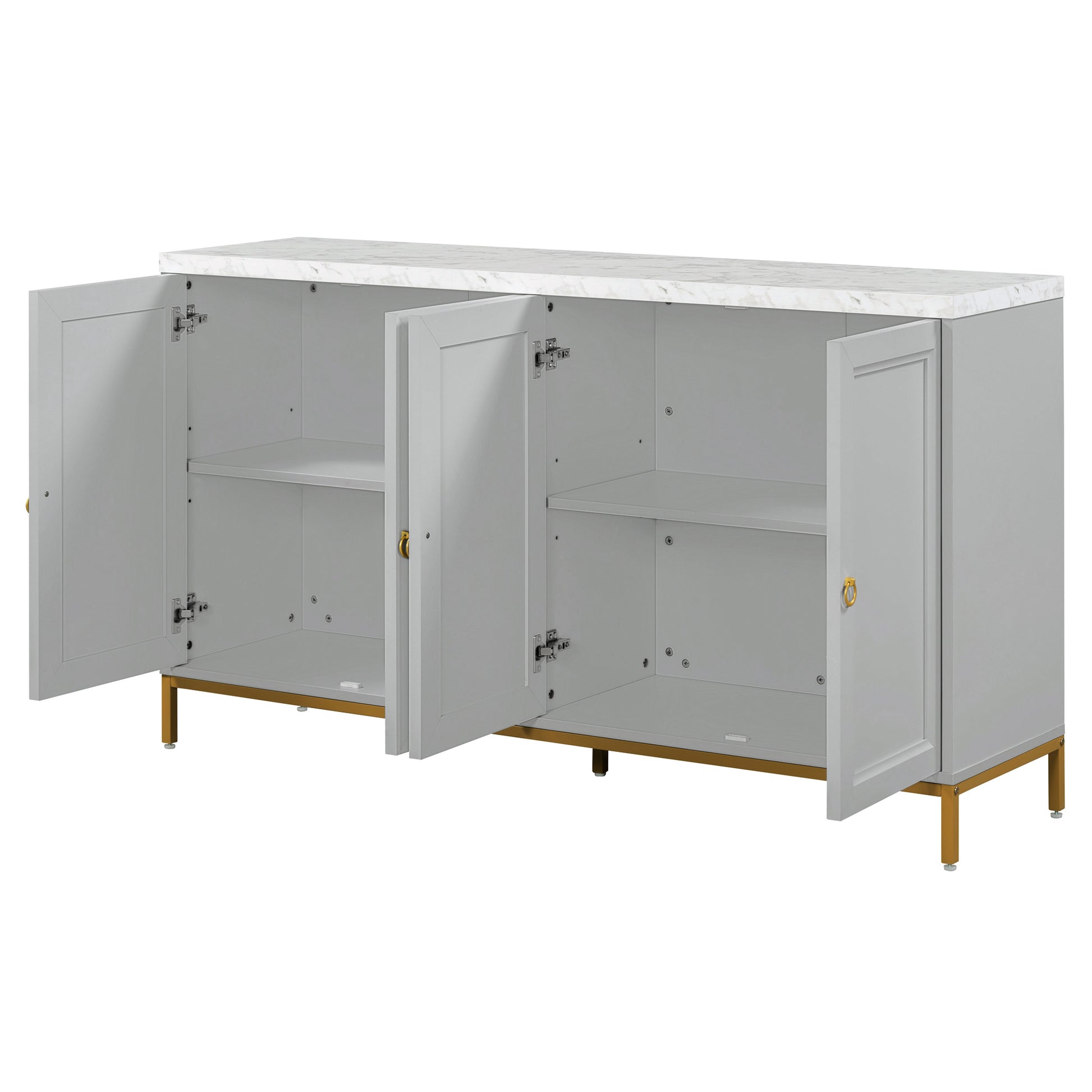 Modern Sideboard With Extra Large Storage Space With Metal Handles And Support Legs For Living Room And Dining Room Light Grey Light Gray Mdf