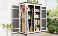 Outdoor 5.5Ft Hx4.1Ft L Wood Storage Shed, Garden Tool Cabinet With Waterproof Asphalt Roof, Four Lockable Doors, Multiple Tier Shelves, White And Gray White Gray Water Resistant Frame Garden &