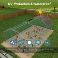 Large Metal Chicken Coop With Run, 19.7X9.8X6.6Ft, Walkin Poultry Cage For Yard With Waterproof Cover, Dome Roof Large Poultry Cage For Hen House, Duck And Rabbit, Silver Silver Iron