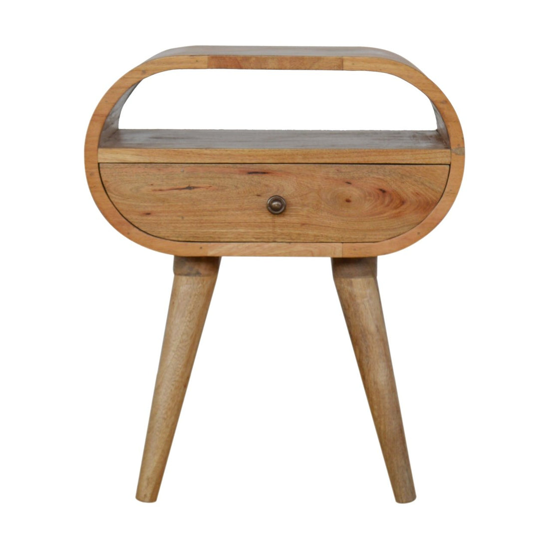 Circular Open Slot Bedside Oak Solid Wood
