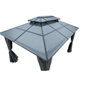10X13Ft Patio Gazebo With Netting & Curtains, Black Black Gray Rectangular Garden & Outdoor Uv Resistant Gazebos Anchored Aluminium Alloy
