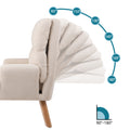 Accent Chair With Ottoman Set, Fabric Armchair With Wood Legs And Adjustable Backrestmid Century Modern Comfy Lounge Chair For Living Room, Bedroom, Reading Room And Study Beige Textile 1 Seat