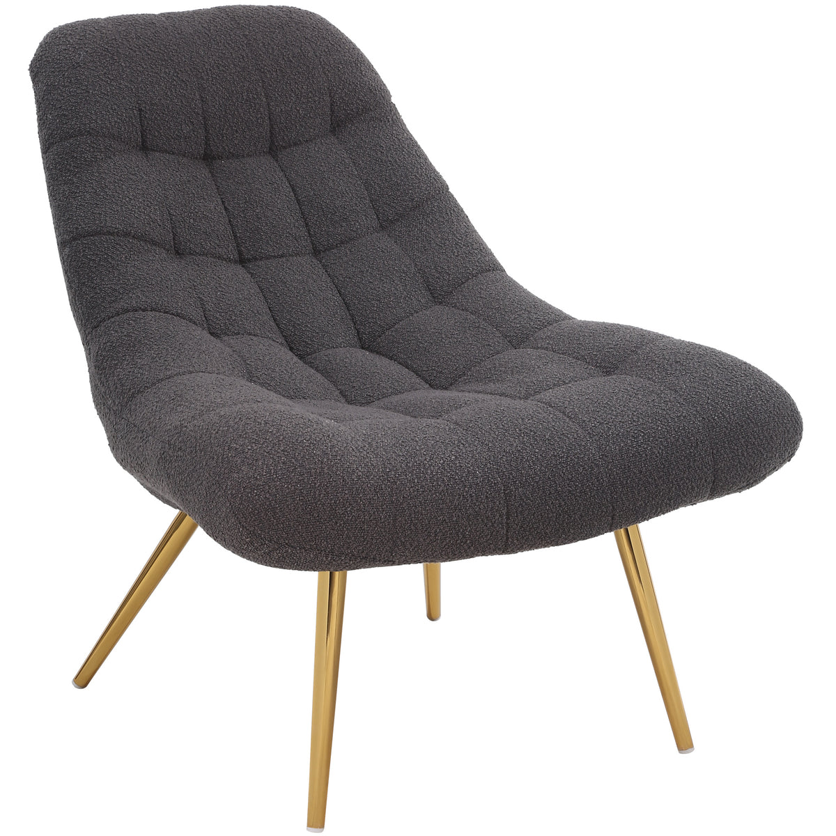 Aubrey French Boucle Lounge Chair Grey Fabric