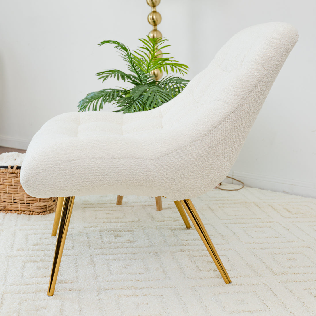 Aubrey French Boucle Lounge Chair Beige Boucle