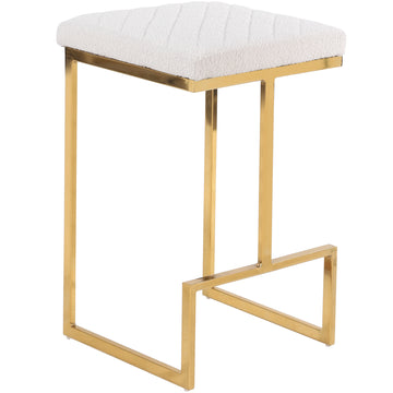 Joel Mid Century Modern Luxury Upholstered Stool Beige Fabric